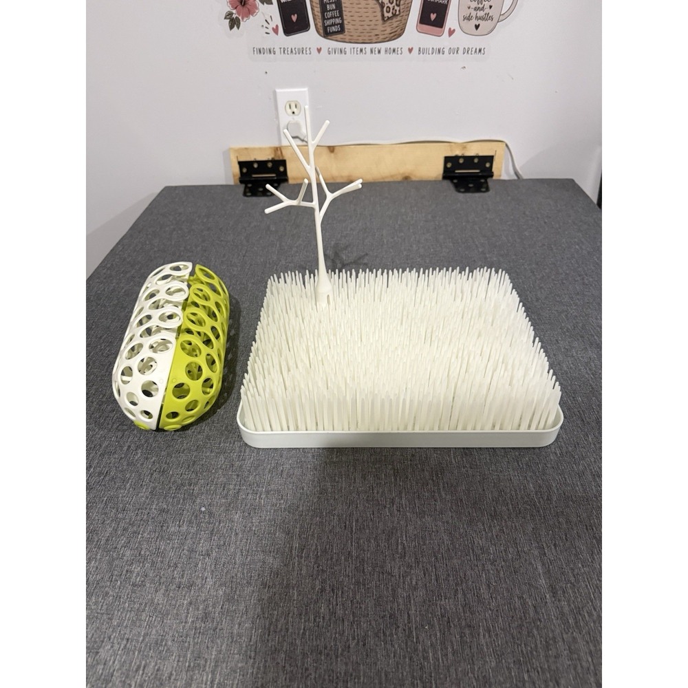 Boon Grass Baby Bottle Drying Rack w/ Detachable Drip Tray White/Green